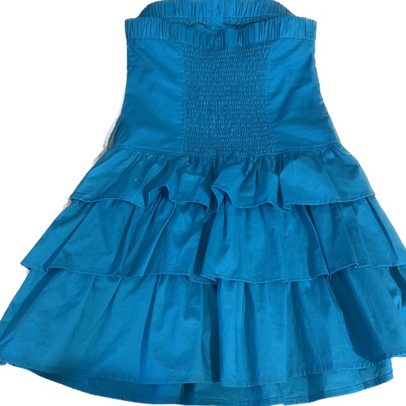 Body Central Blue Mini Sleeveless Tube Fit Pockets Cute Summer Dress size M 1032 - Picture 2 of 11